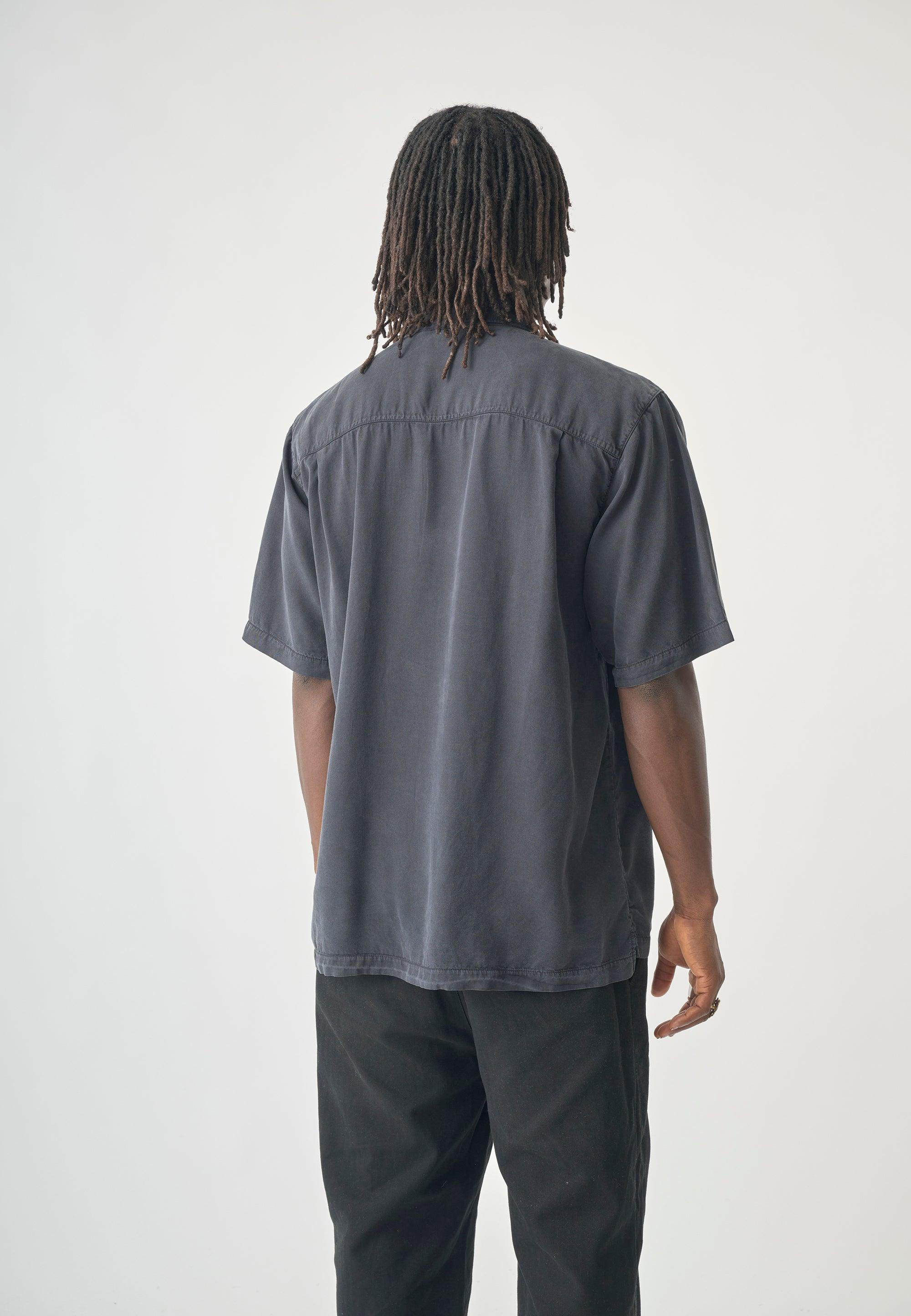 Cleptomanicx Blue Graphite Oversized Easy Shirt Kurzarm Hemd Herren grau